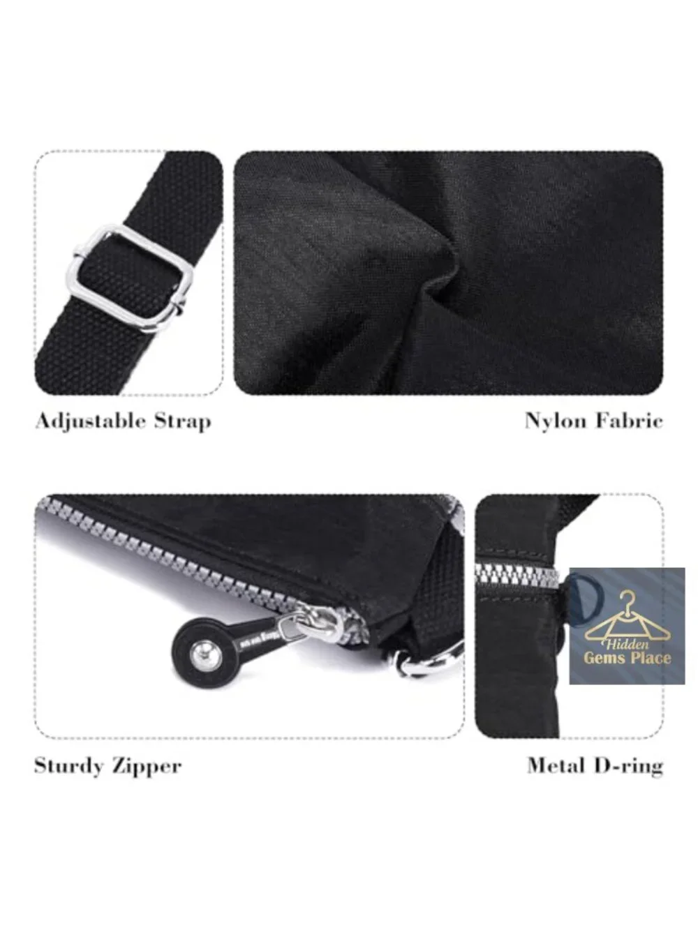 Lightweight Nylon Crossbody Bag with Multiple Pockets for Travel